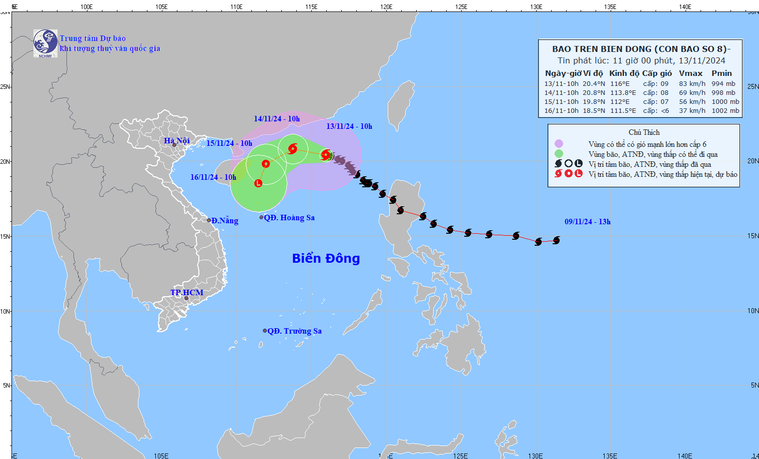 TIN BÃO TRÊN BIỂN ĐÔNG  (Cơn bão số 08)