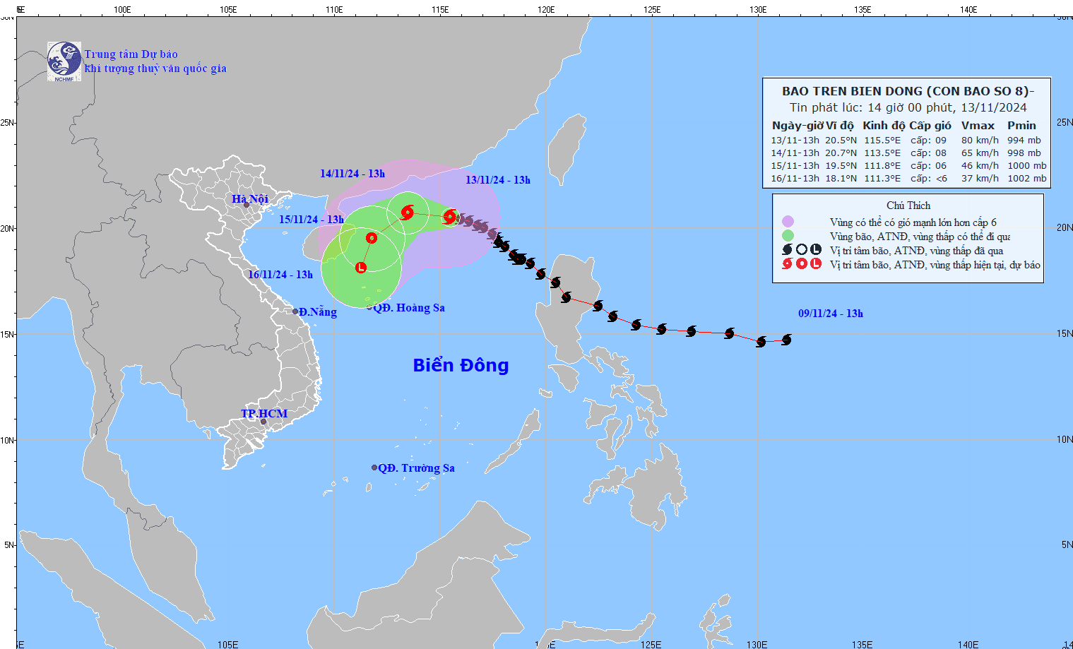 TIN BÃO TRÊN BIỂN ĐÔNG  (Cơn bão số 08)