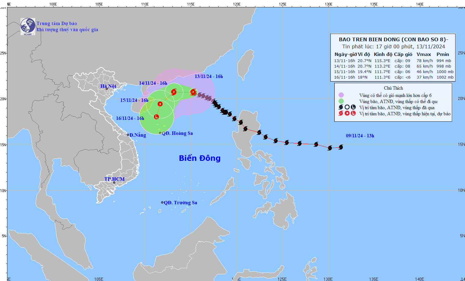 TIN BÃO TRÊN BIỂN ĐÔNG  (Cơn bão số 08)