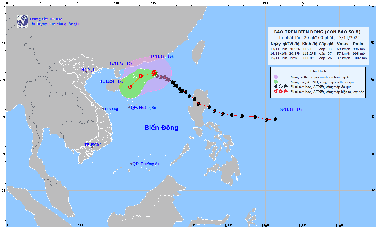 TIN BÃO TRÊN BIỂN ĐÔNG  (Cơn bão số 08)