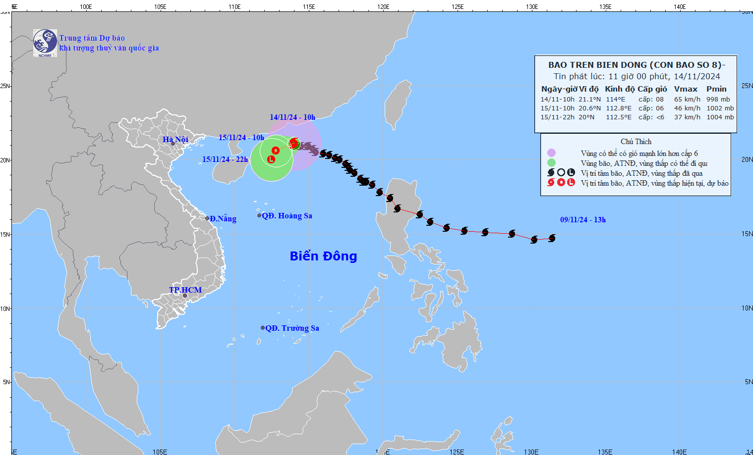 TIN BÃO TRÊN BIỂN ĐÔNG  (Cơn bão số 08)