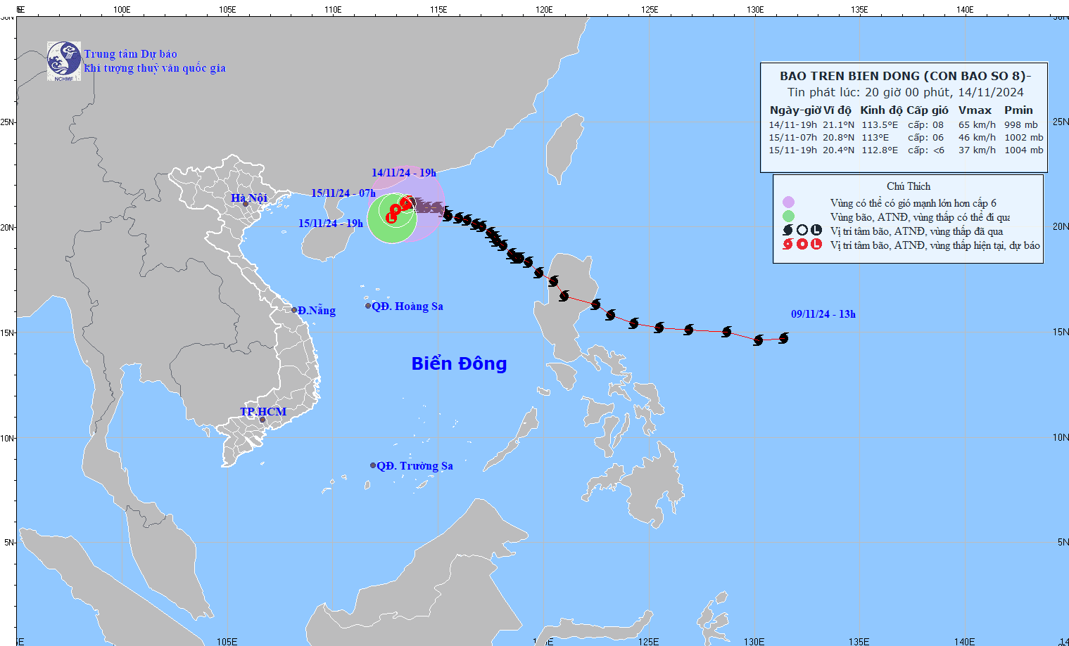 TIN BÃO TRÊN BIỂN ĐÔNG  (Cơn bão số 08)