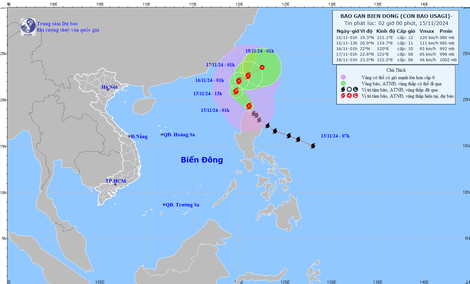 TIN BÃO GẦN BIỂN ĐÔNG (Cơn bão USAGI)