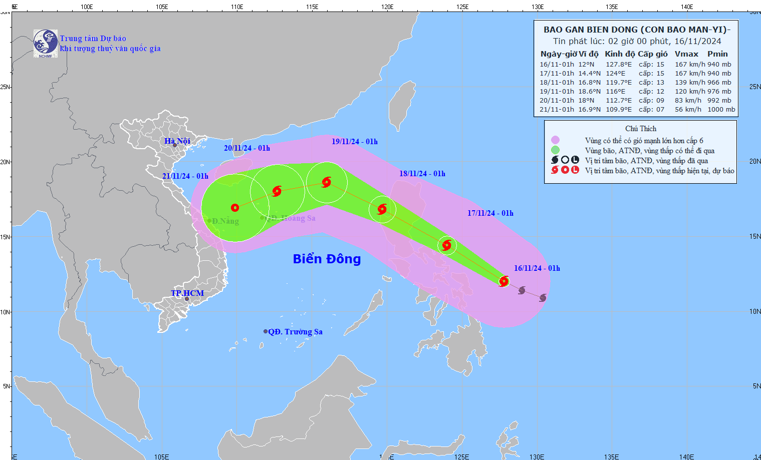 TIN BÃO GẦN BIỂN ĐÔNG  (Cơn bão MAN-YI)