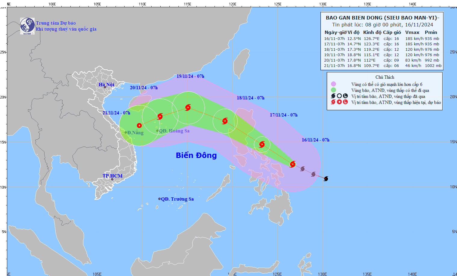 TIN BÃO GẦN BIỂN ĐÔNG  (Cơn bão MAN-YI)