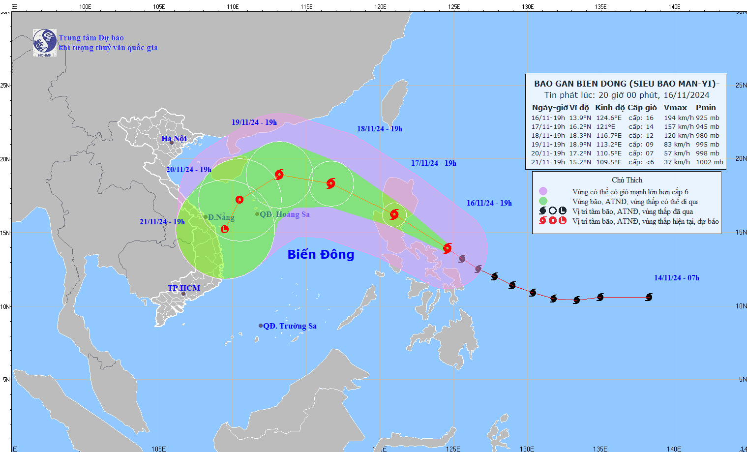 TIN BÃO GẦN BIỂN ĐÔNG  (Siêu bão MAN-YI)