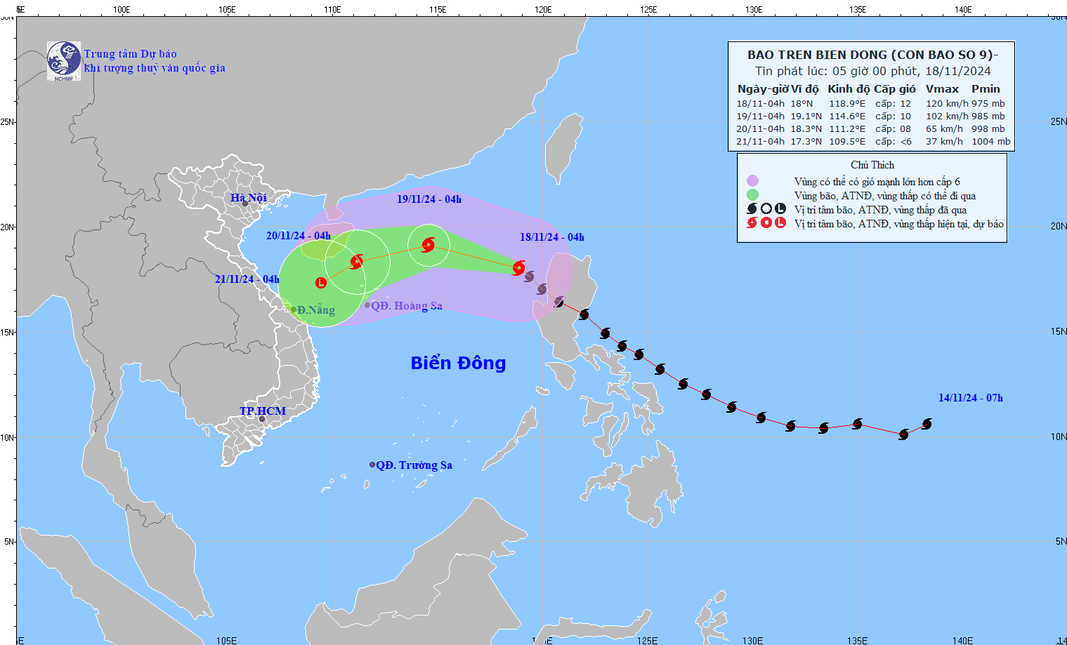 TIN BÃO TRÊN BIỂN ĐÔNG (Cơn bão số 09)