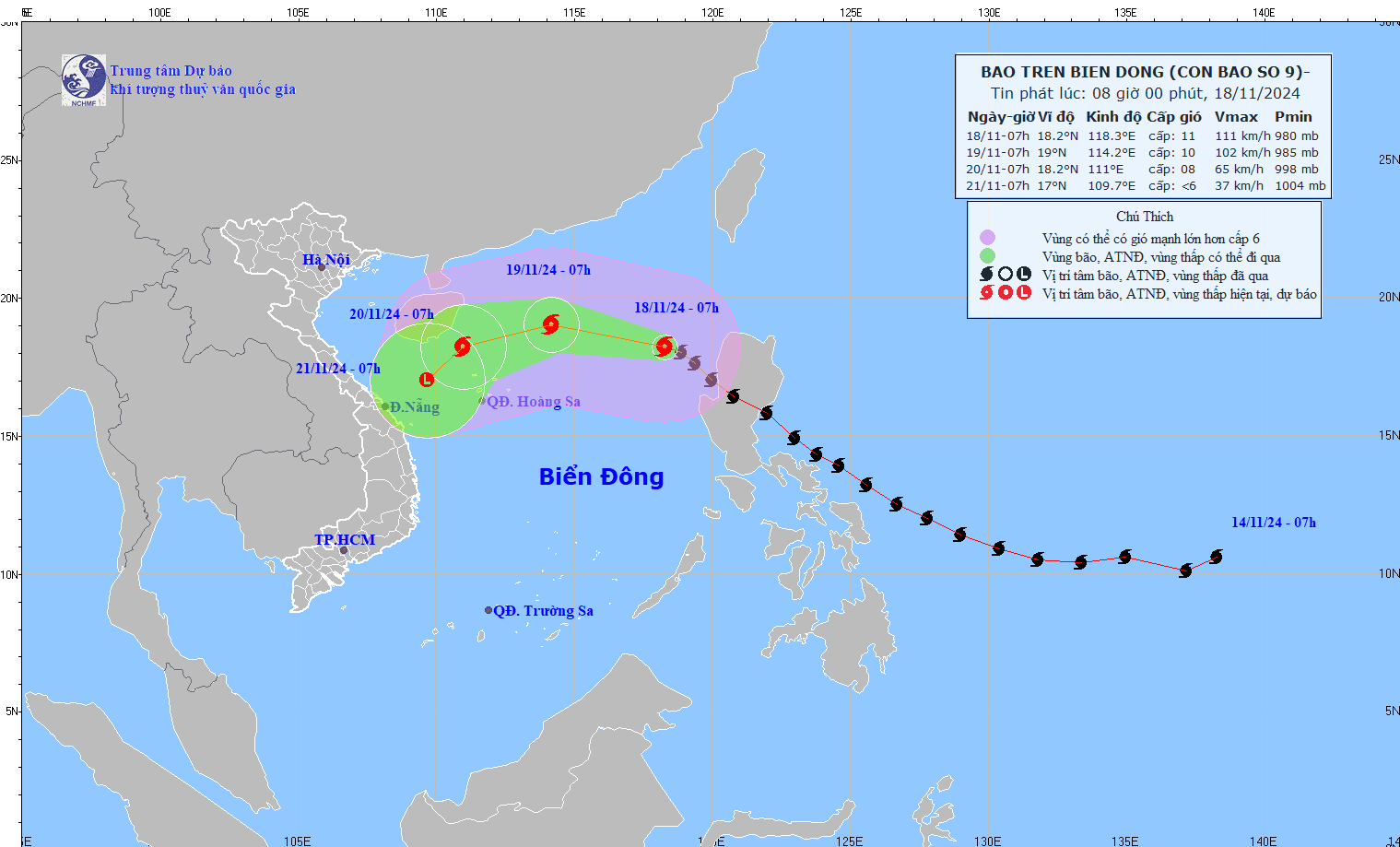 TIN BÃO TRÊN BIỂN ĐÔNG (Cơn bão số 09)