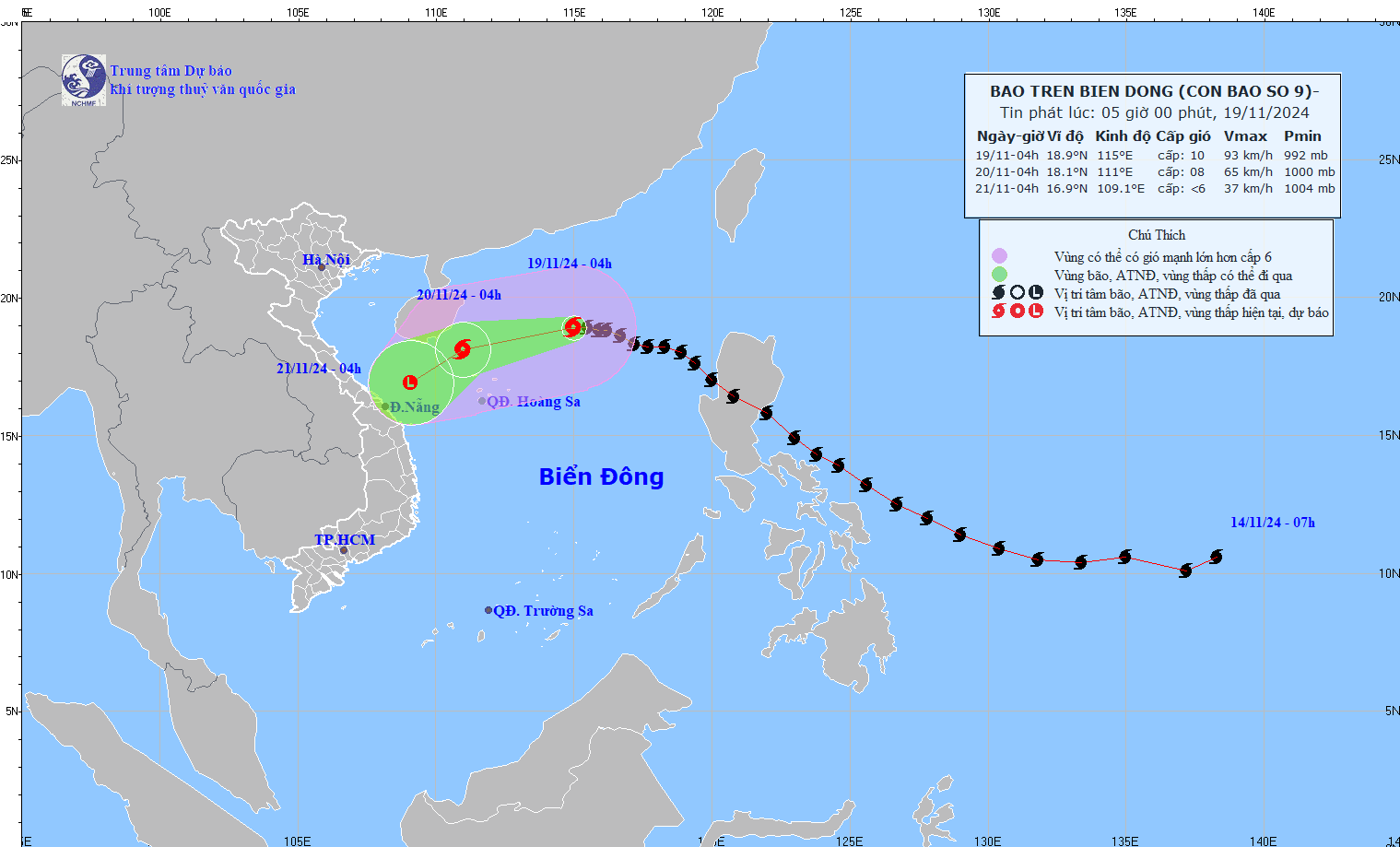 TIN BÃO TRÊN BIỂN ĐÔNG (Cơn bão số 09)