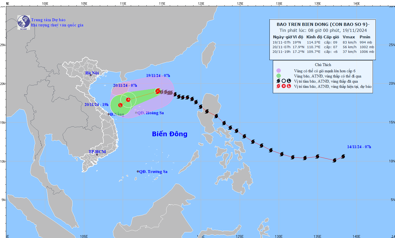 TIN BÃO TRÊN BIỂN ĐÔNG (Cơn bão số 09)