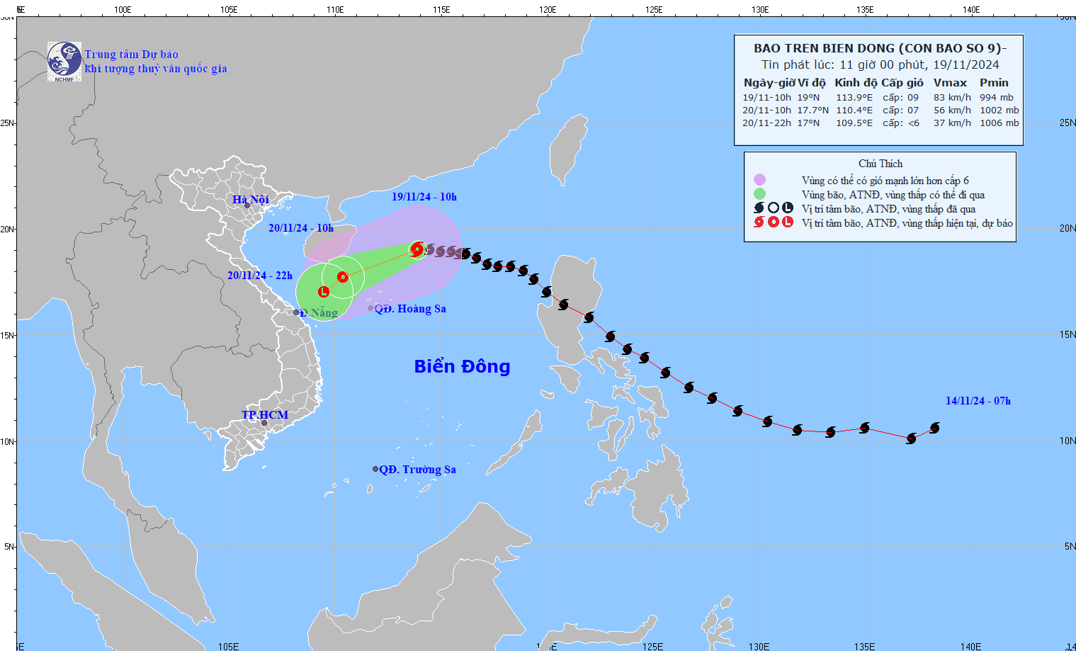 TIN BÃO TRÊN BIỂN ĐÔNG (Cơn bão số 09)