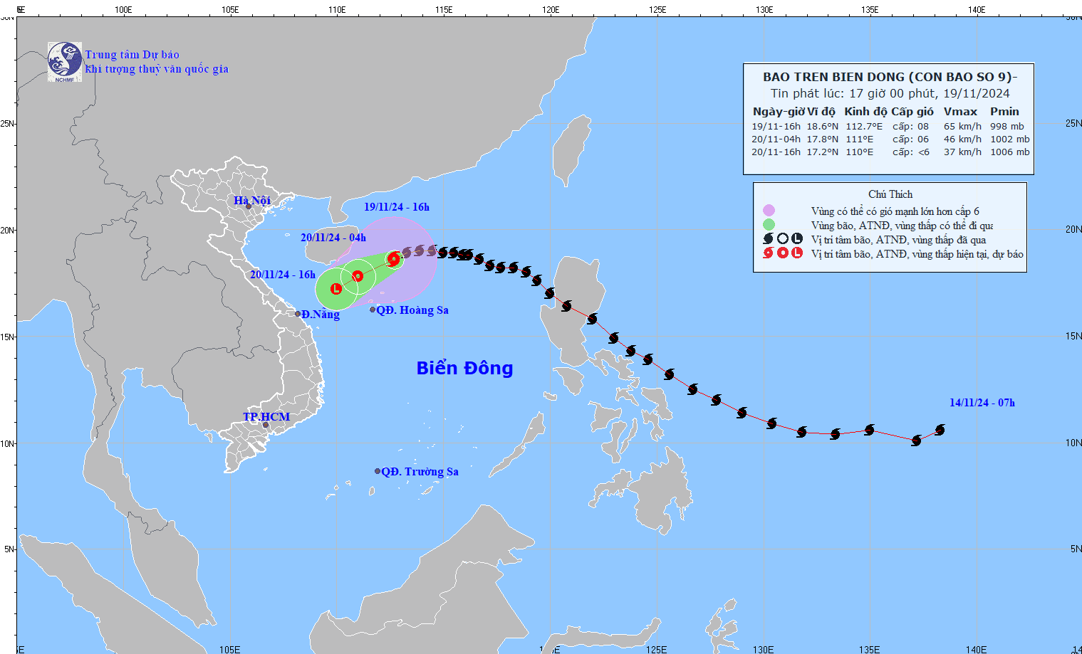 TIN BÃO TRÊN BIỂN ĐÔNG (Cơn bão số 09)