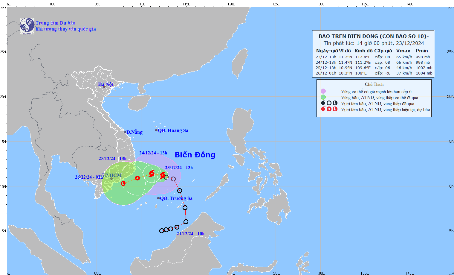 TIN BÃO TRÊN BIỂN ĐÔNG  (Cơn bão số 10)