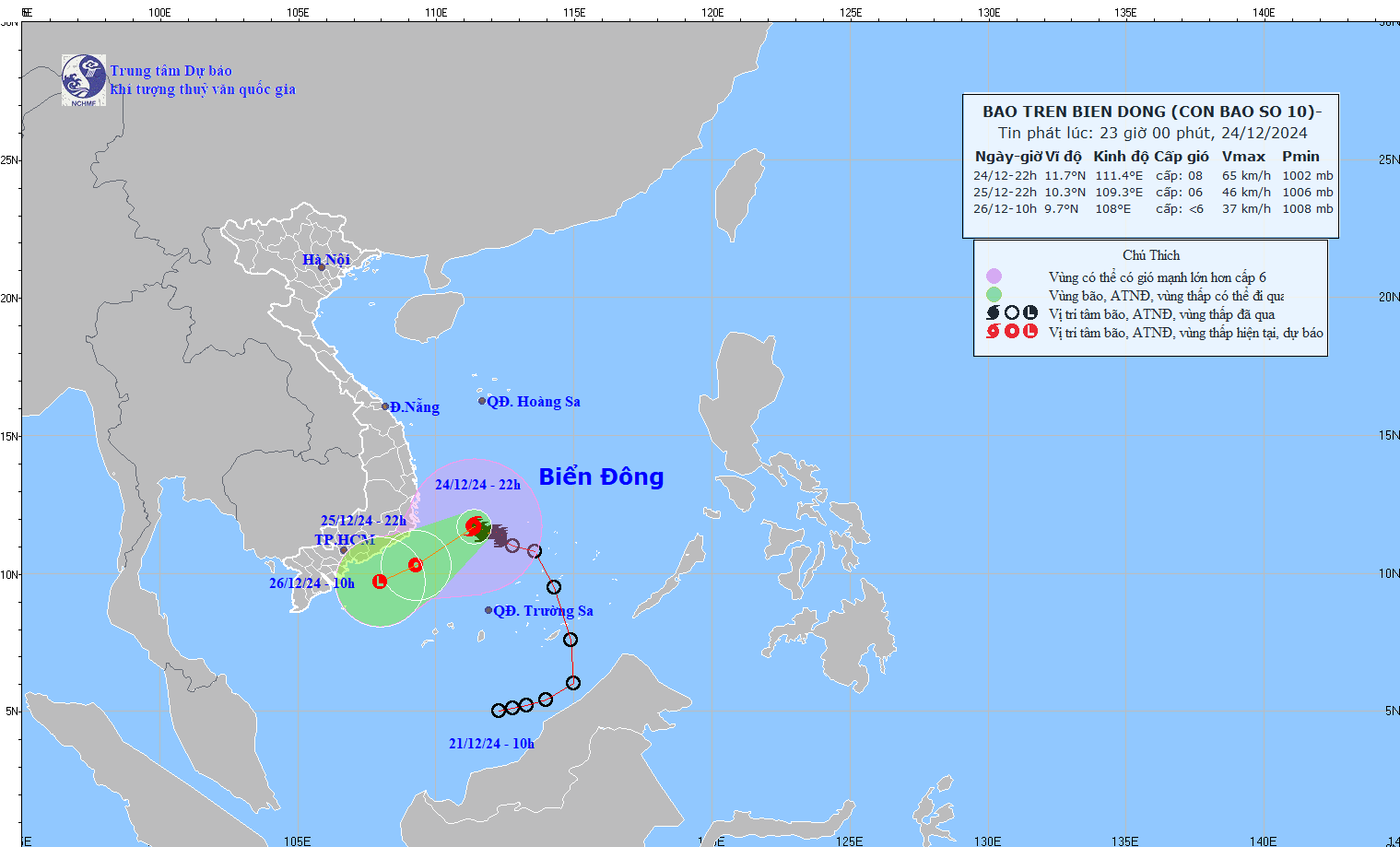 TIN BÃO TRÊN BIỂN ĐÔNG  (Cơn bão số 10)