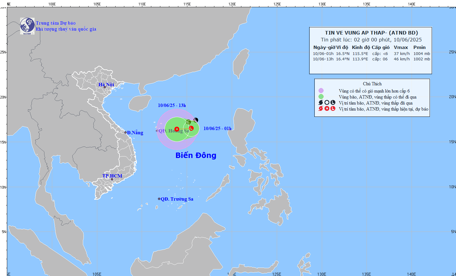 TIN VỀ VÙNG ÁP THẤP TRÊN KHU VỰC BIỂN ĐÔNG