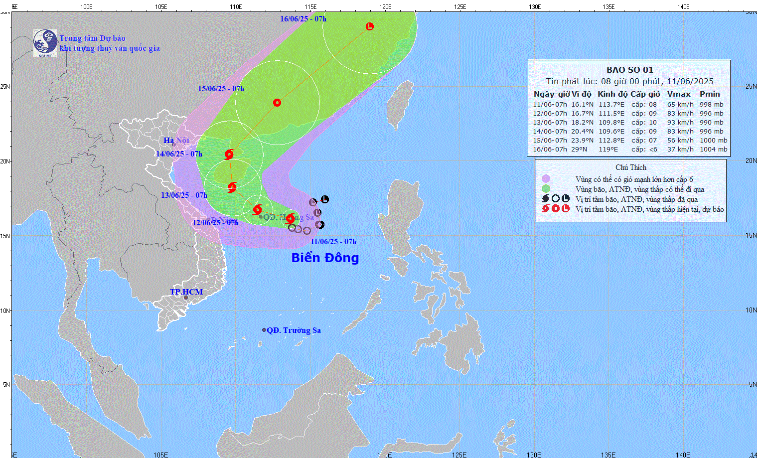 TIN BÃO TRÊN BIỂN ĐÔNG (Cơn bão số 01)