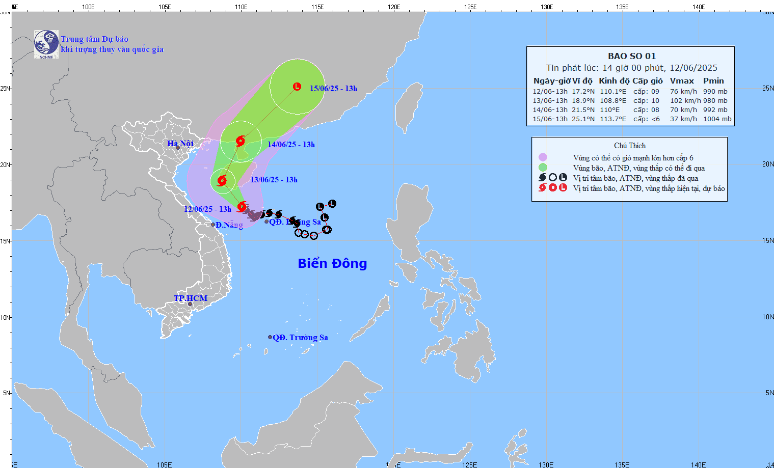 TIN BÃO TRÊN BIỂN ĐÔNG    (Cơn bão số 01)