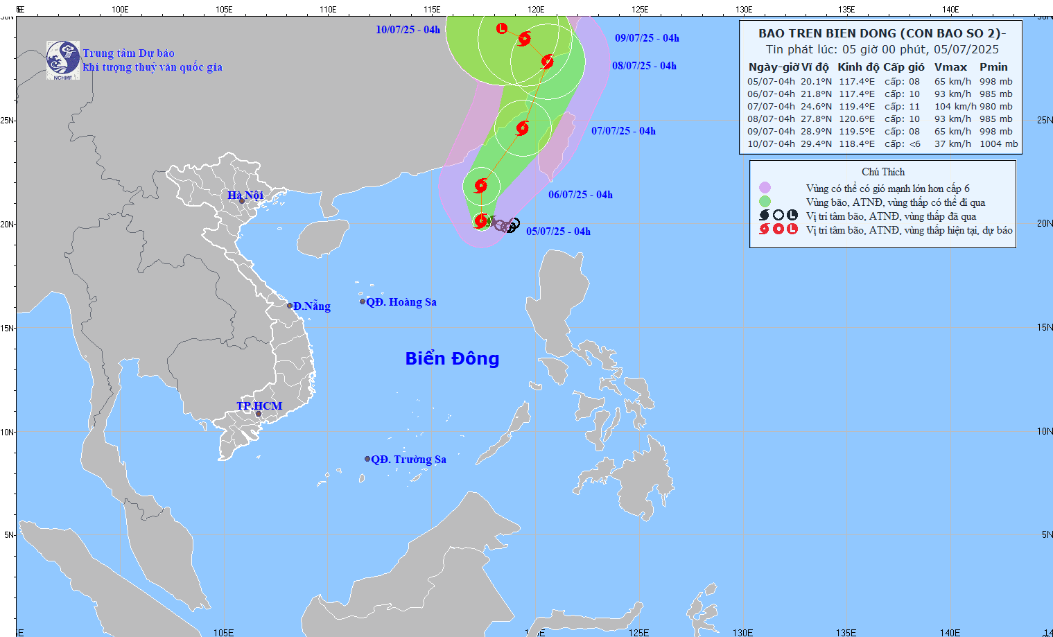 TIN BÃO TRÊN BIỂN ĐÔNG (Cơn bão số 02)
