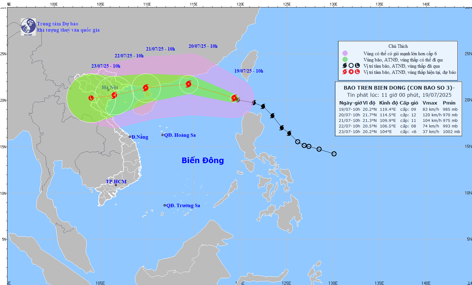 TIN BÃO TRÊN BIỂN ĐÔNG (Cơn bão số 3)