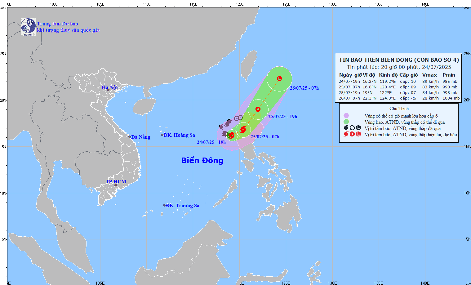 TIN BÃO TRÊN BIỂN ĐÔNG (Cơn bão số 04)