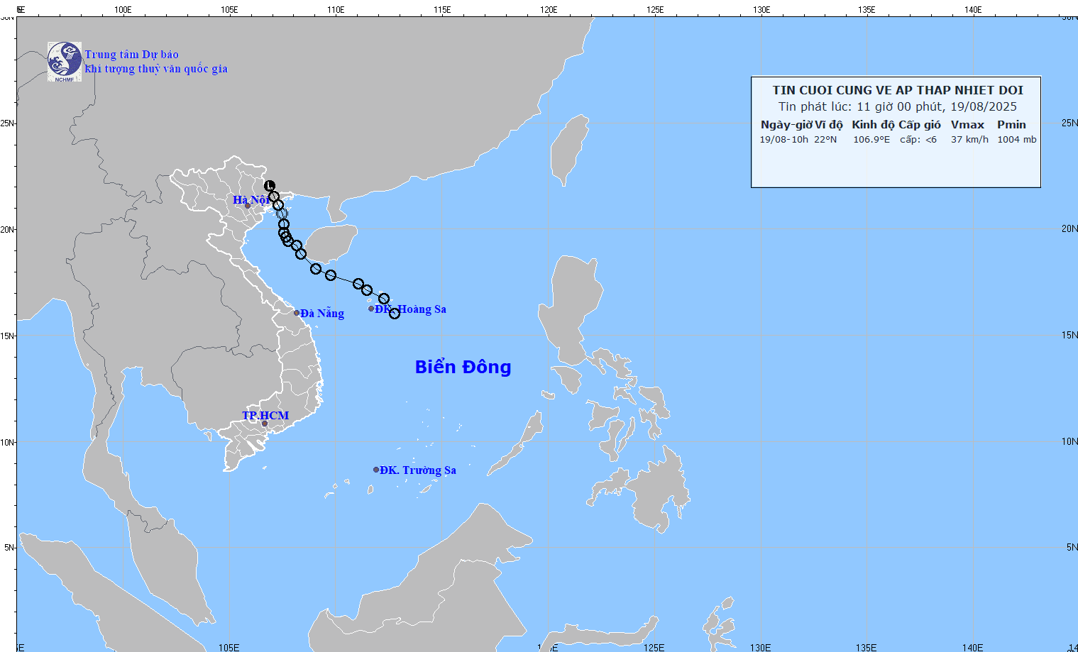 TIN CUỐI CÙNG VỀ ÁP THẤP NHIỆT ĐỚI