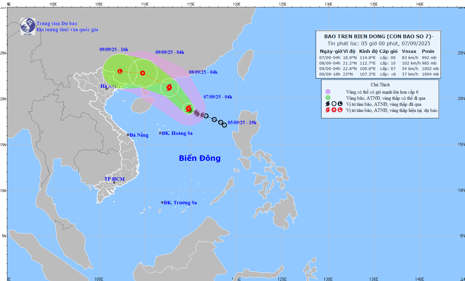 TIN BÃO TRÊN BIỂN ĐÔNG   (Cơn bão số 7)