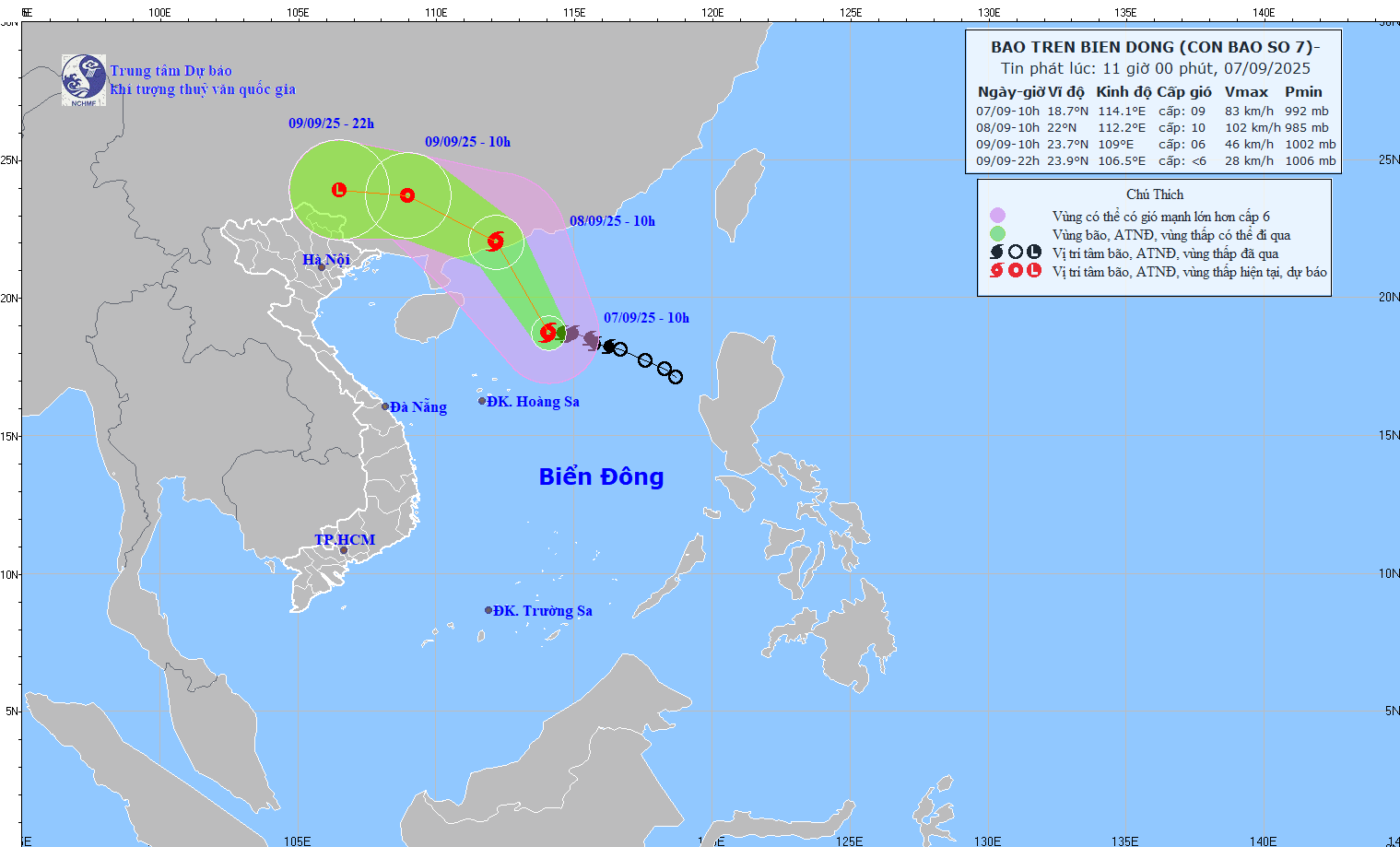 TIN BÃO TRÊN BIỂN ĐÔNG   (Cơn bão số 7)