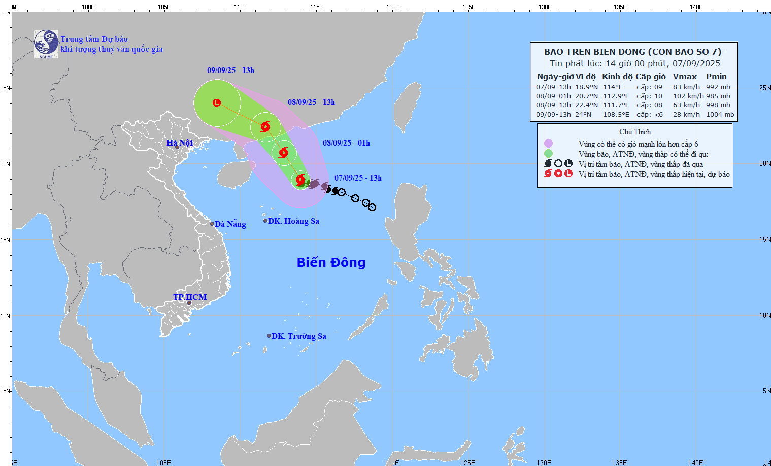TIN BÃO TRÊN BIỂN ĐÔNG   (Cơn bão số 7)
