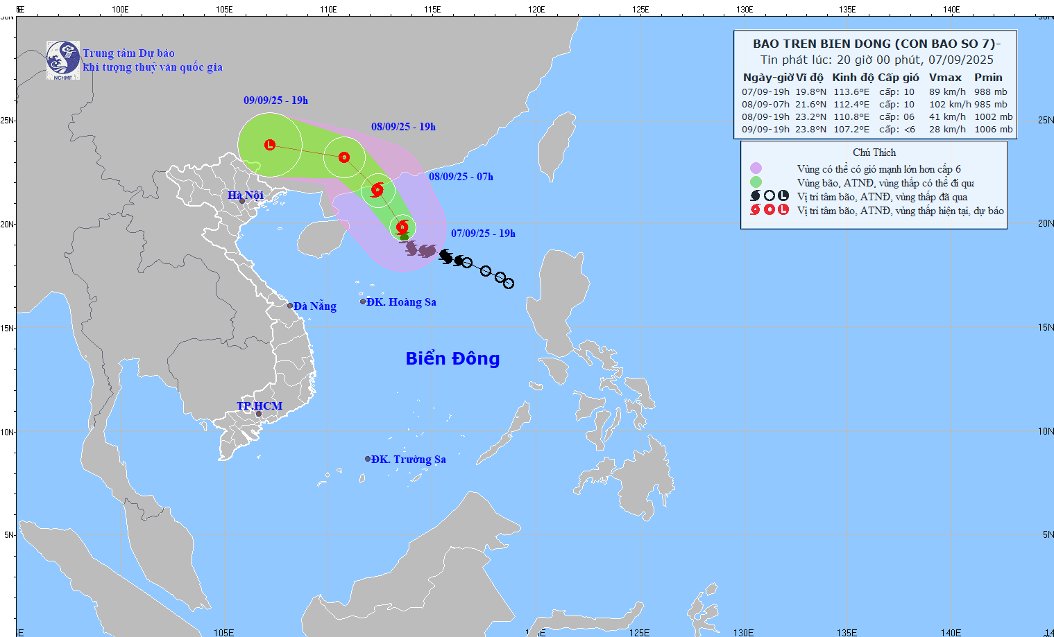TIN BÃO TRÊN BIỂN ĐÔNG   (Cơn bão số 7)