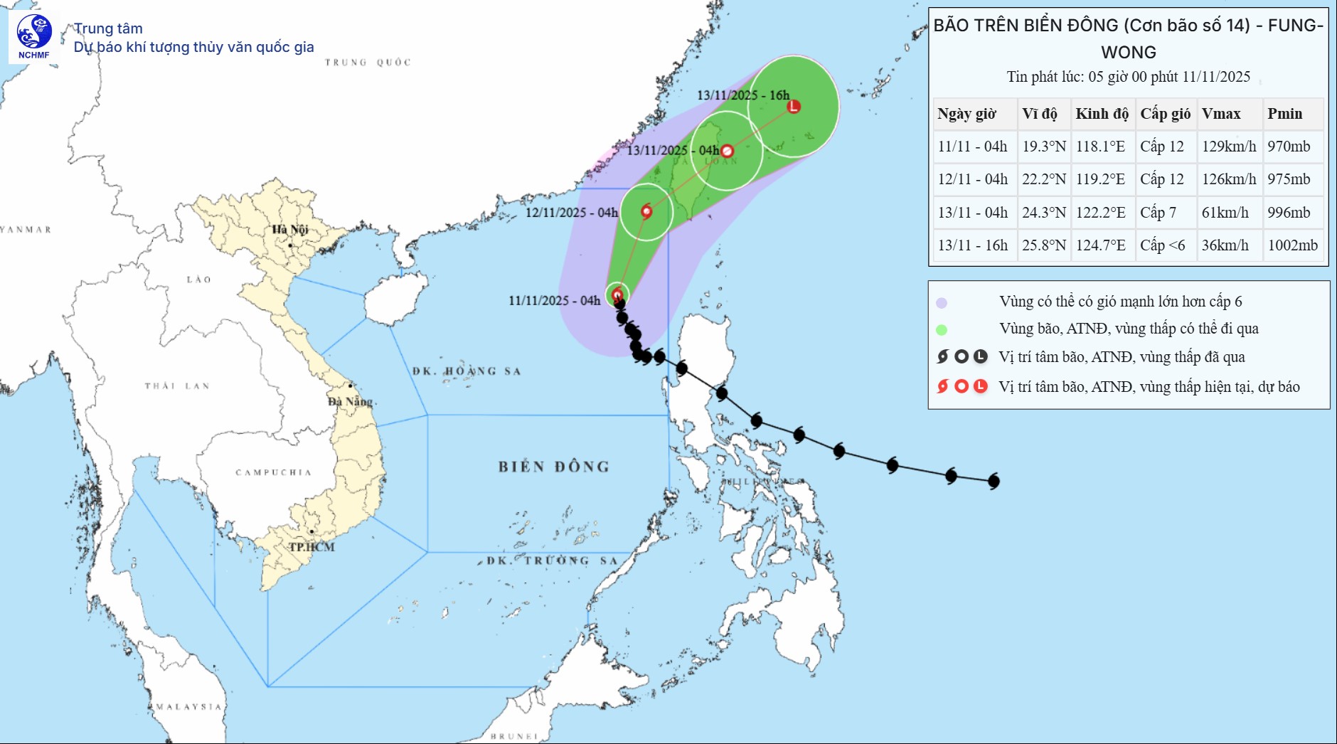 TIN BÃO TRÊN BIỂN ĐÔNG (Cơn bão số 14)
