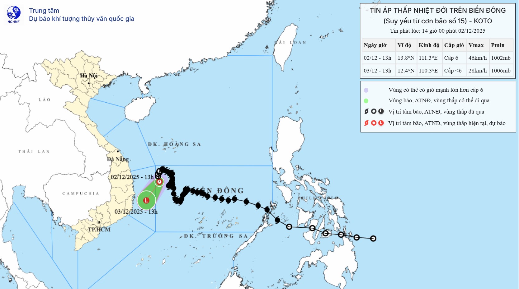 TIN ÁP THẤP NHIỆT ĐỚI TRÊN BIỂN ĐÔNG (Suy yếu từ cơn bão số 15)