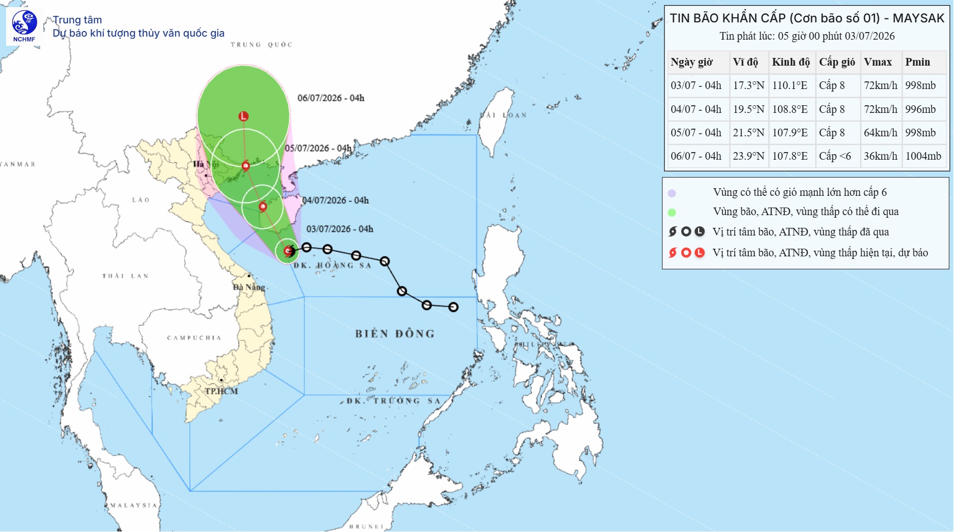 TIN BÃO KHẨN CẤP (Cơn bão số 01)