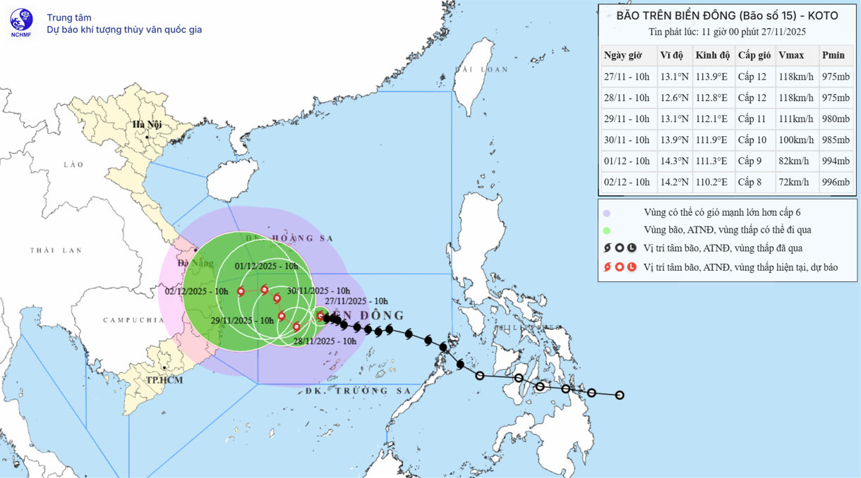 TIN BÃO TRÊN BIỂN ĐÔNG (Cơn bão số 15)