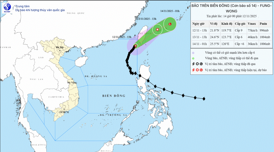 TIN BÃO TRÊN BIỂN ĐÔNG (Cơn bão số 14)