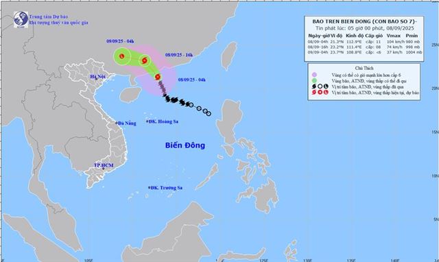 Dự báo thời tiết biển ngày và đêm 08/09/2025