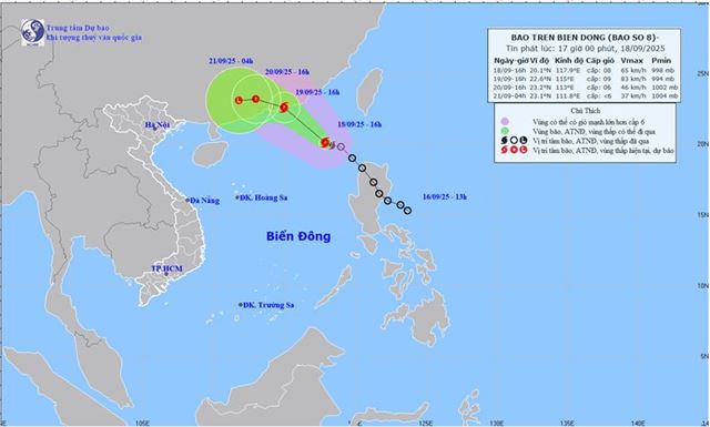 Dự báo thời tiết biển đêm 18/09 ngày 19/09/2025