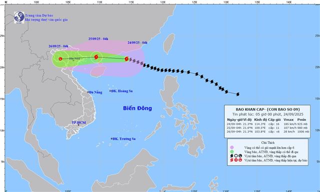 Dự báo thời tiết biển ngày và đêm 24/09/2025