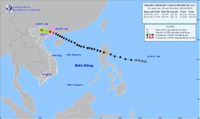 Dự báo thời tiết biển ngày và đêm 06/10/2025