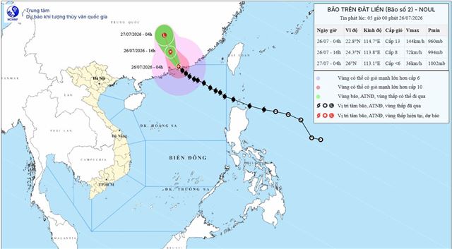 Dự báo thời tiết biển ngày và đêm 26/07/2026