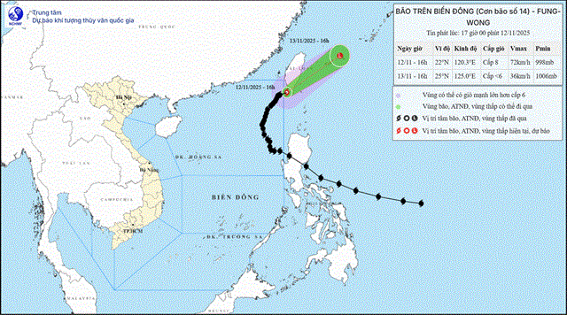 Tin cuối cùng về Cơn bão số 14 (Tin phát lúc 17h00 ngày 12/11/2025)
