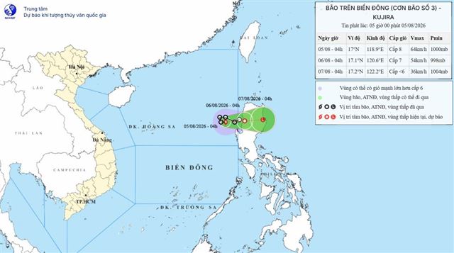 Dự báo thời tiết biển ngày và đêm 05 tháng 08 năm 2026